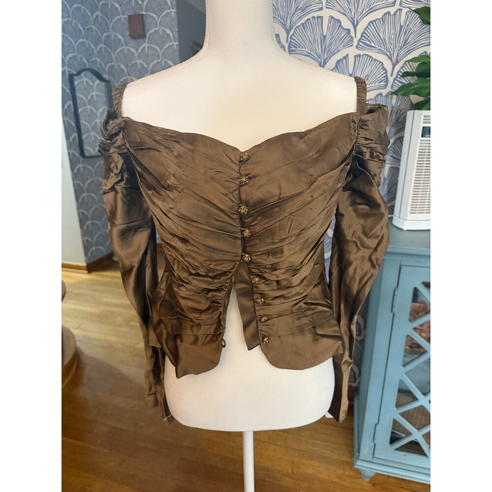NWT Kay Unger Cold Shoulder Long Sleeve Sweetheart Neckline Corset Top Sz. 10